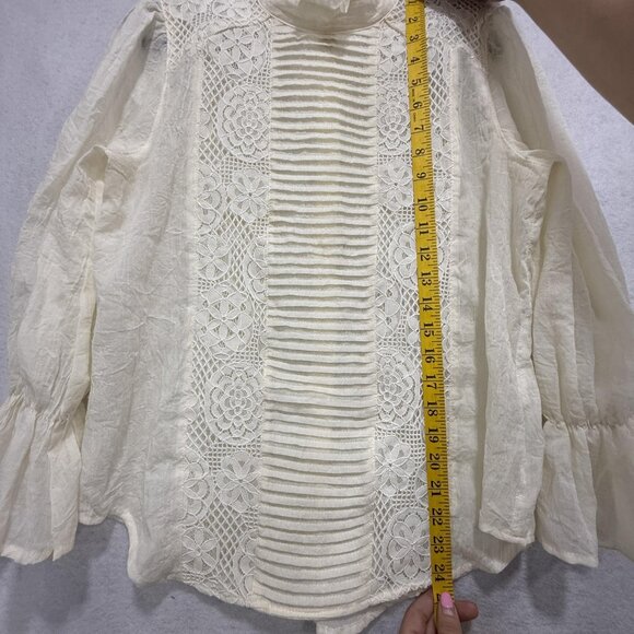 Sundance Once Upon A Time Blouse Womens Small Lace Victorian Puff Sleeve USA Top - Picture 8 of 10